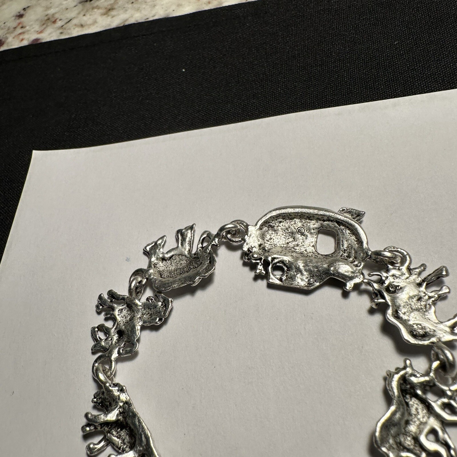 Silver Tone Noah’s Ark Animal Bracelet Extension Chain Adjustable 8 -9 1/2 Inch