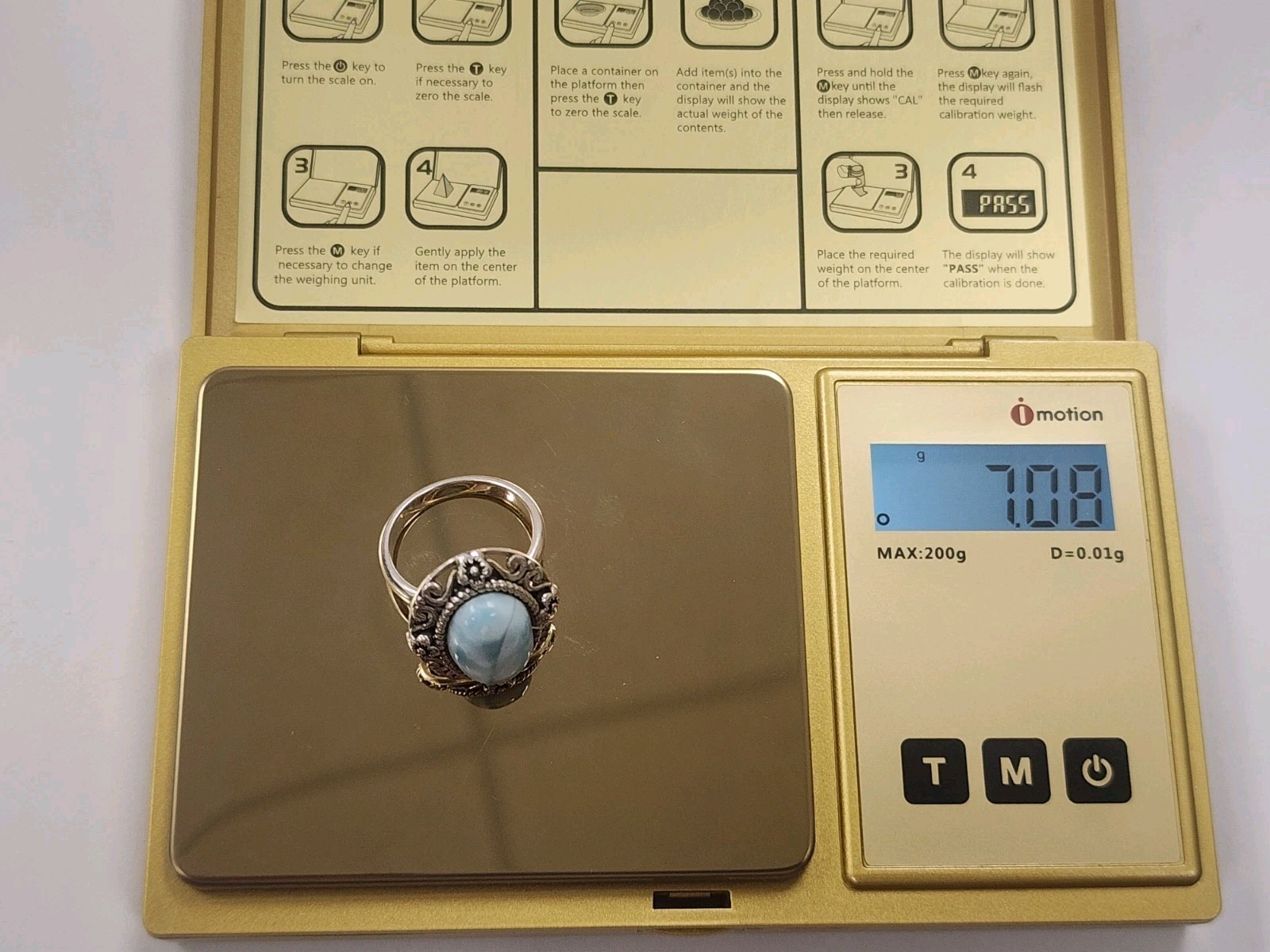Blue Larimar Sterling Silver Ring #3622