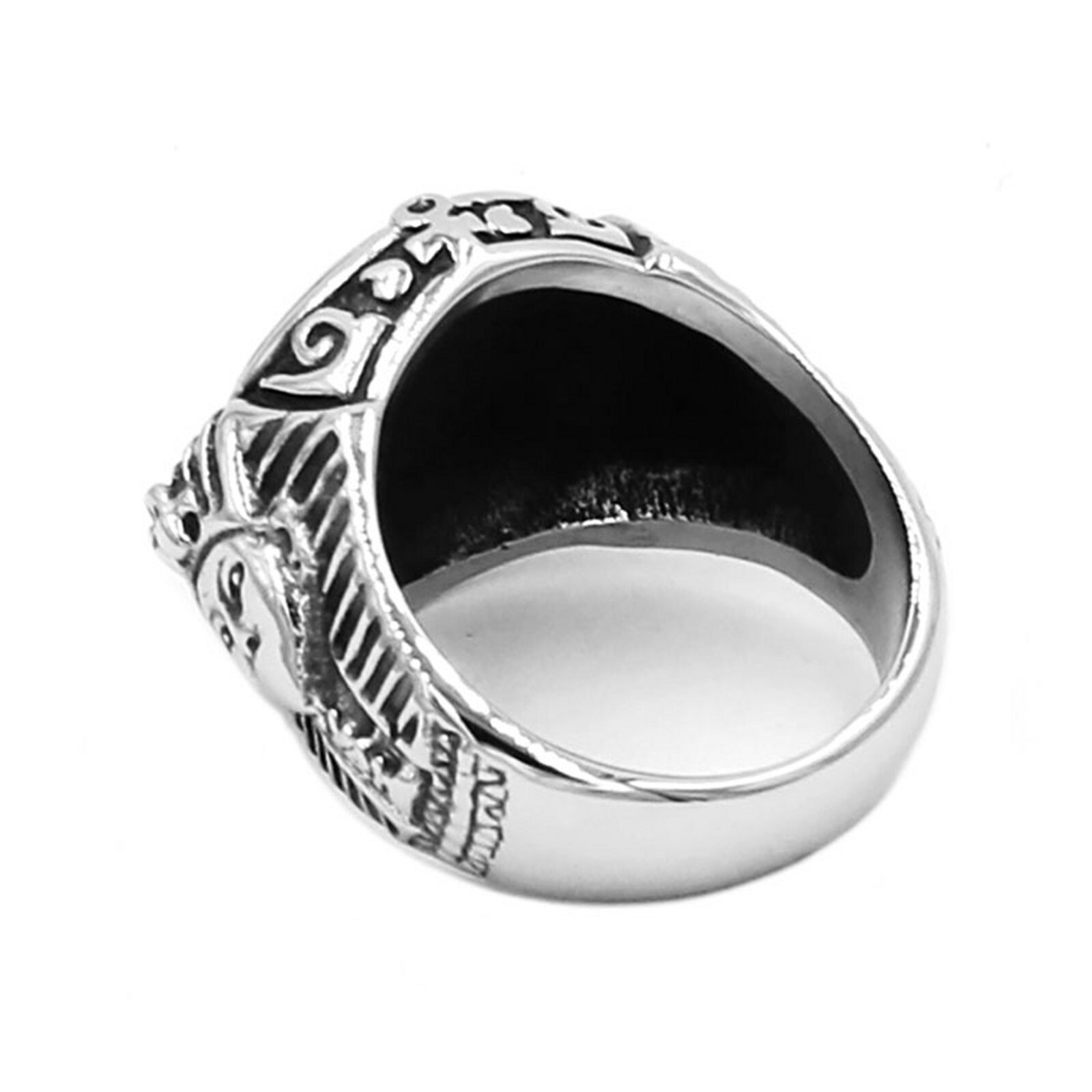 Egyptian Eye of Ra Ring Stainless Steel Ancient Egypt King Tut Signet Band