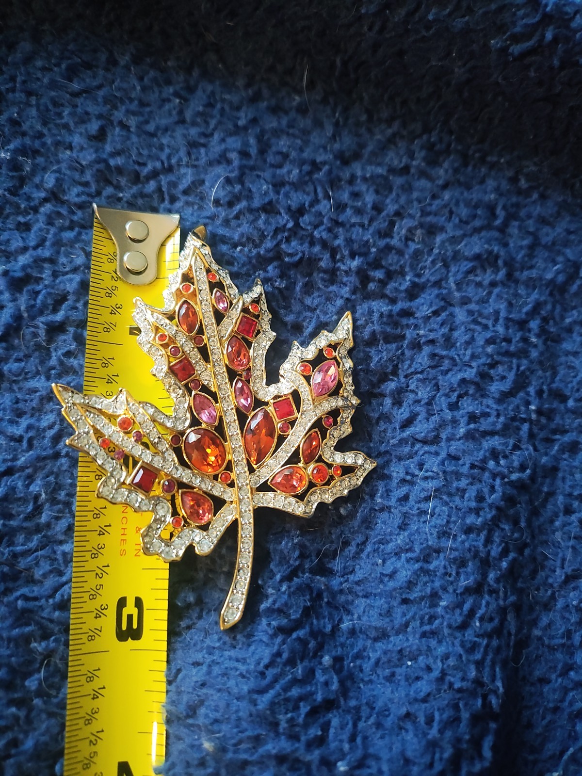 Nolan Miller Autumn Leaf Crystal Brooch. Signed. All Occasion