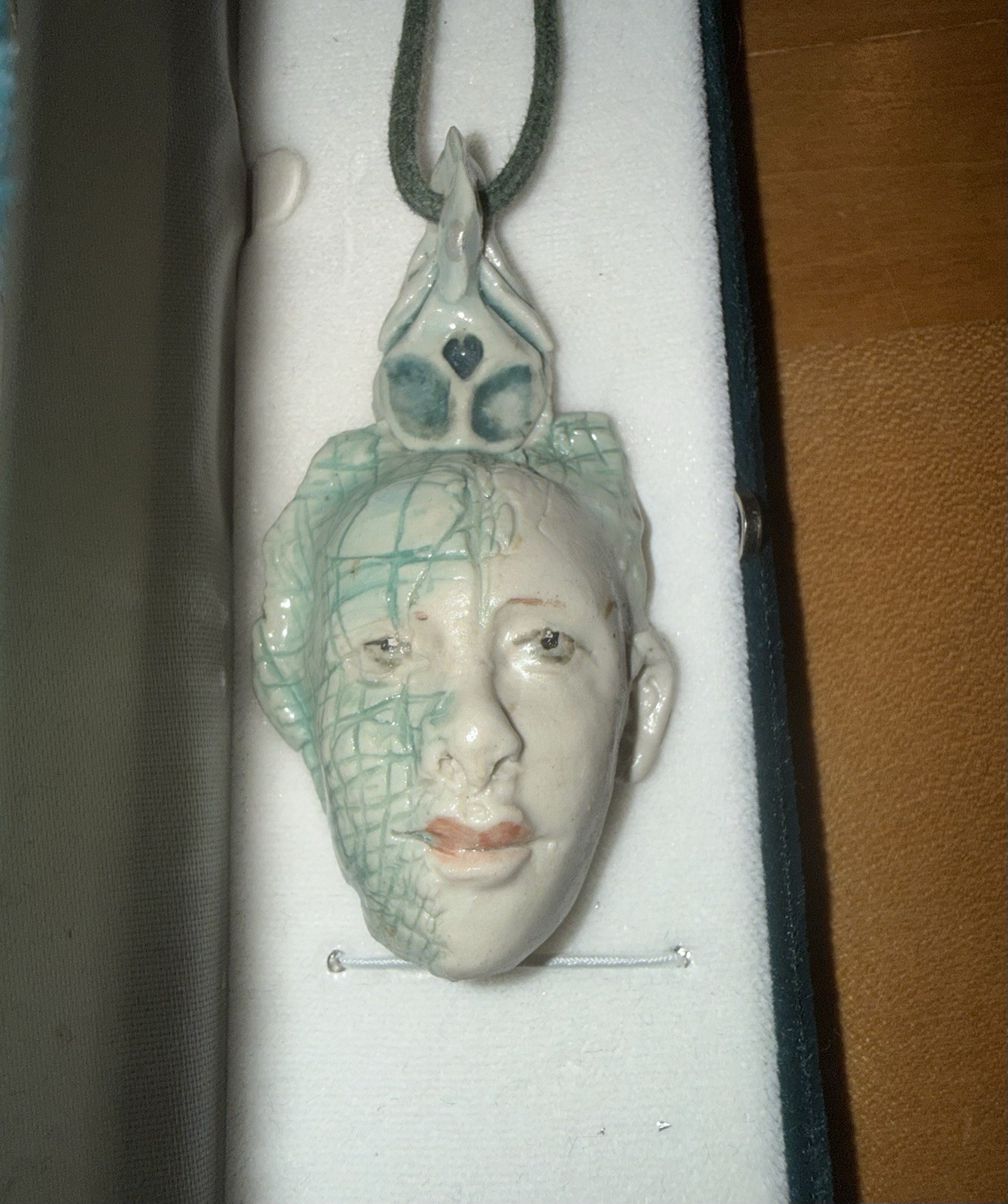 Vintage artisan ceramic face mask pendant in Hawaiian island Gems Box