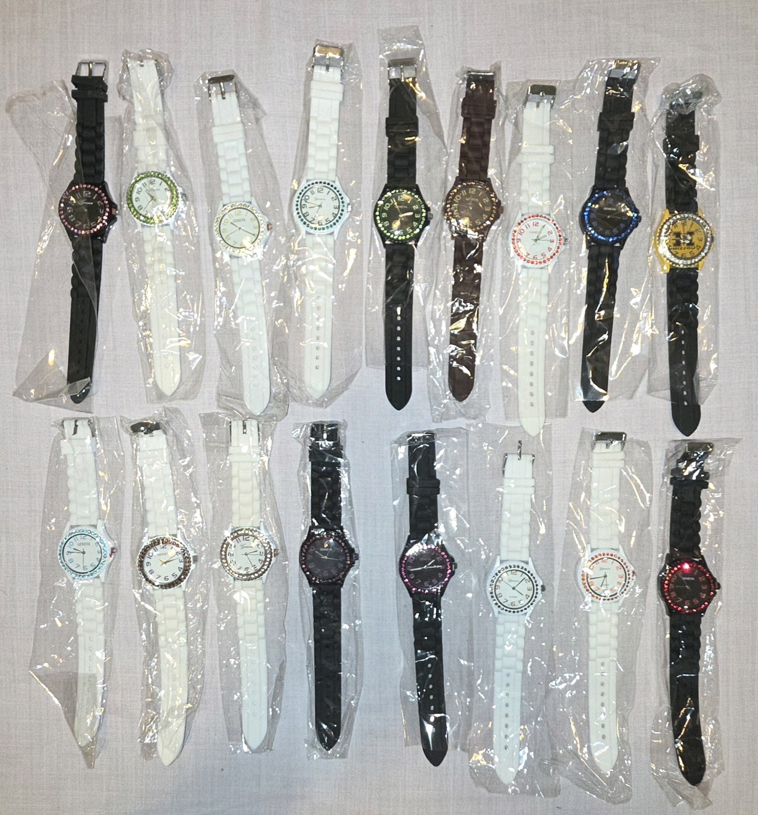 Lot of 17 Geneva Fashion Watches Novelty Silicone Jelly Rhinestone Craft Repair