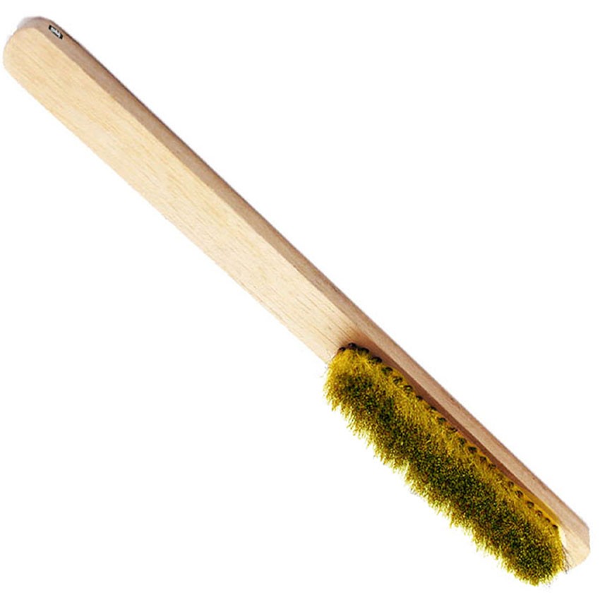 Brass Hand Brush Crimped Wire Wood Handle 8-1/2″ Cleaning Polishing Jewelry