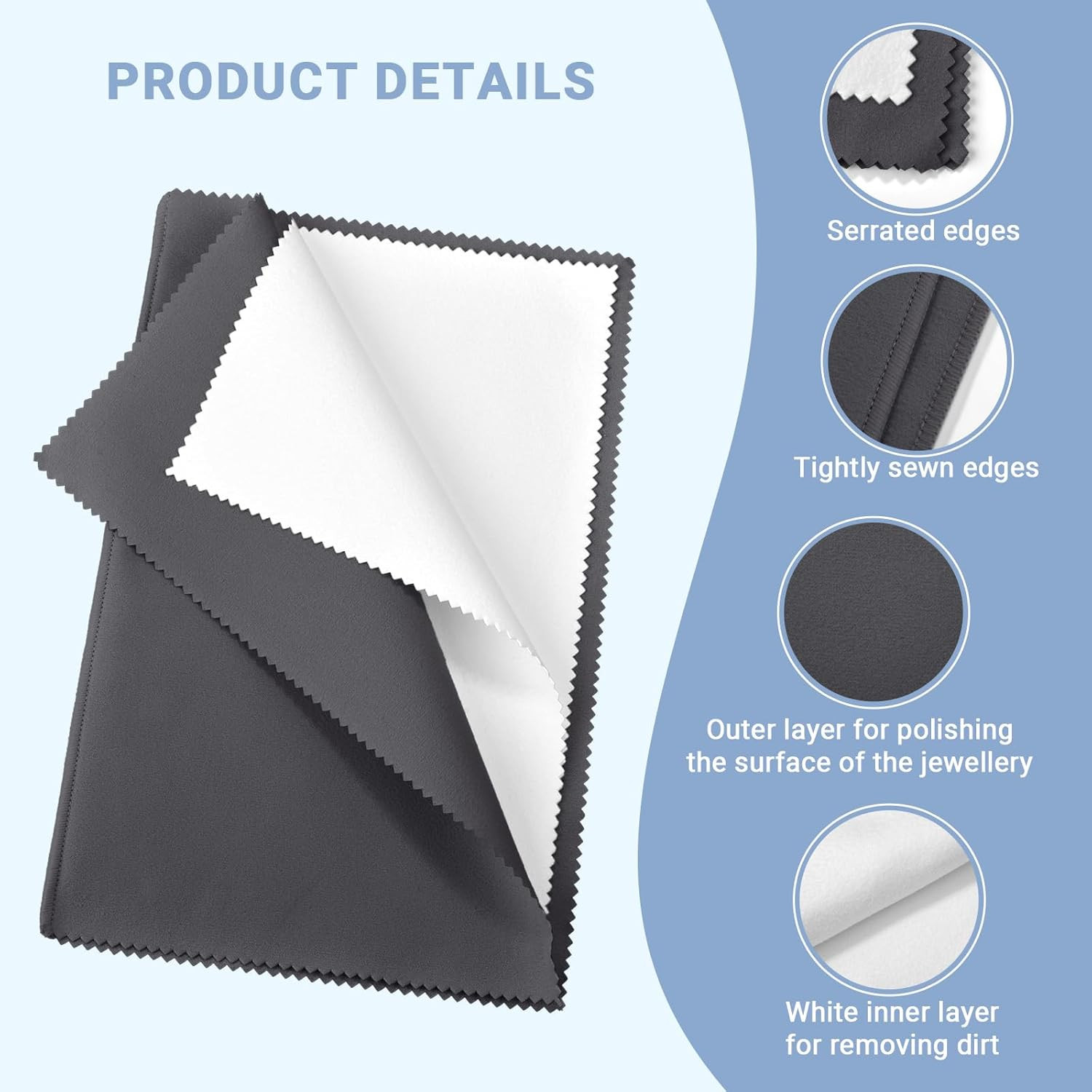 2Pcs Jewelry Polishing Cleaning Cloth Large 10” X 12” for Sterling Silver Jewe