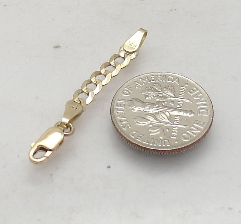 4.7mm Curb Link Necklace Extender for Pendant Charm REAL Solid 14K Yellow Gold