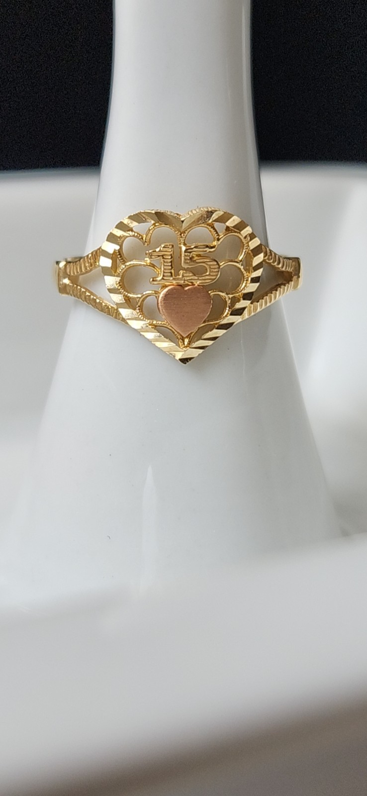 New With Tag 14 Kt Gold 15 Quincenera Ring Size 7
