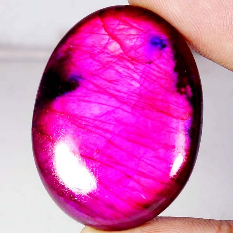 Oval Shape Cabochon 104.35CTS color of Labradorite 32X43X8MM Treated Loose stone