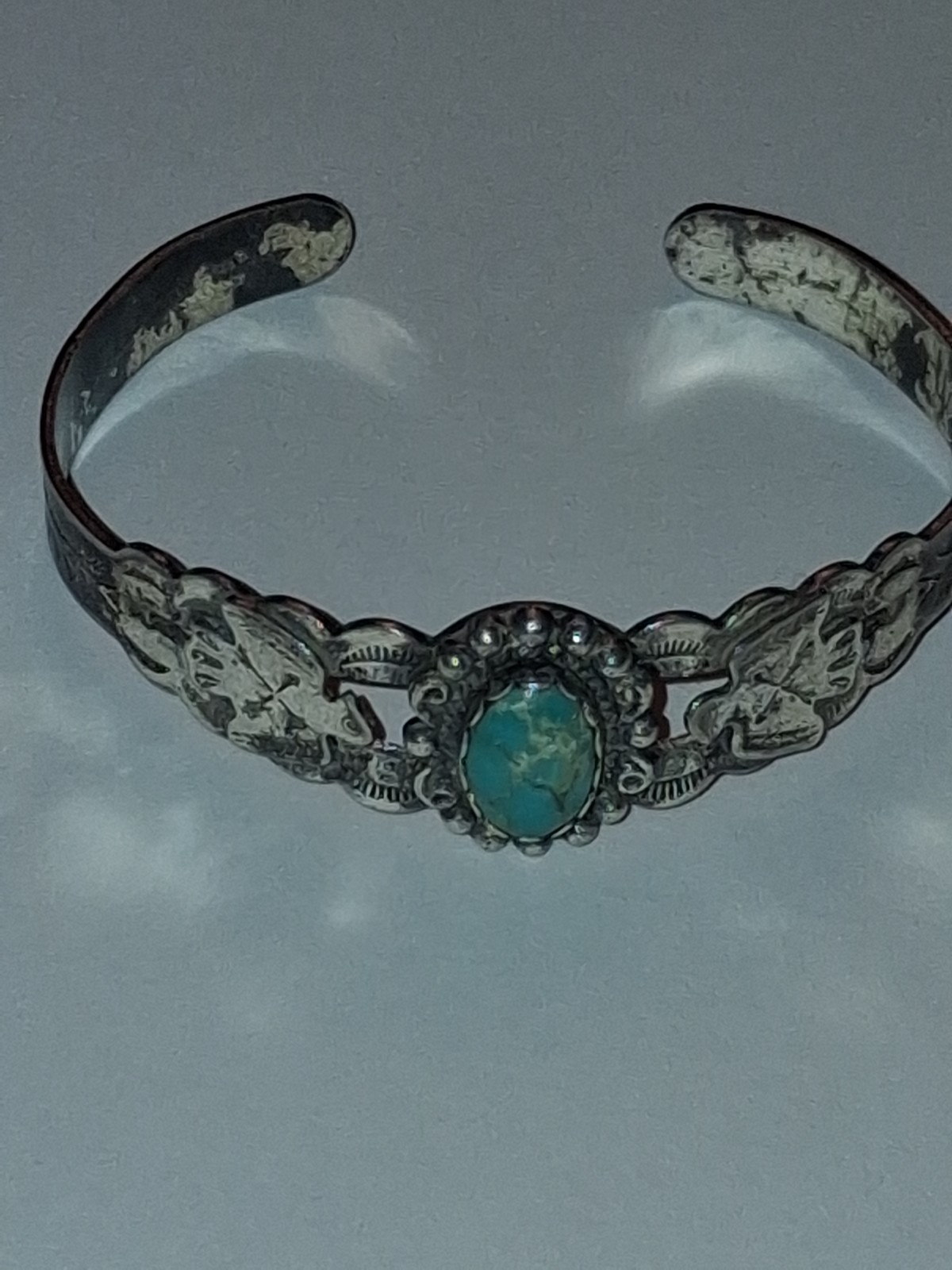 Vintage Sterling Turquoise Thunderbird Cuff Fred Harvey