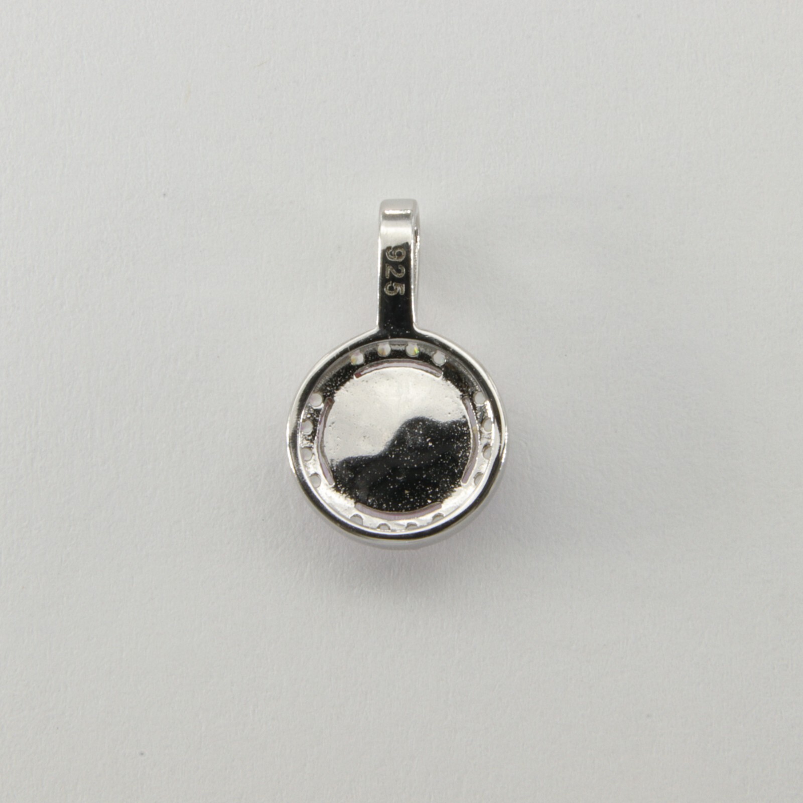 Pink – FIRE OPAL Round Pendant – 925 STERLING SILVER – Rhodium #318e