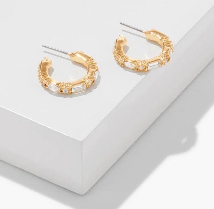 NWT Talbots Baguette Hoop Earrings (Gold tone)