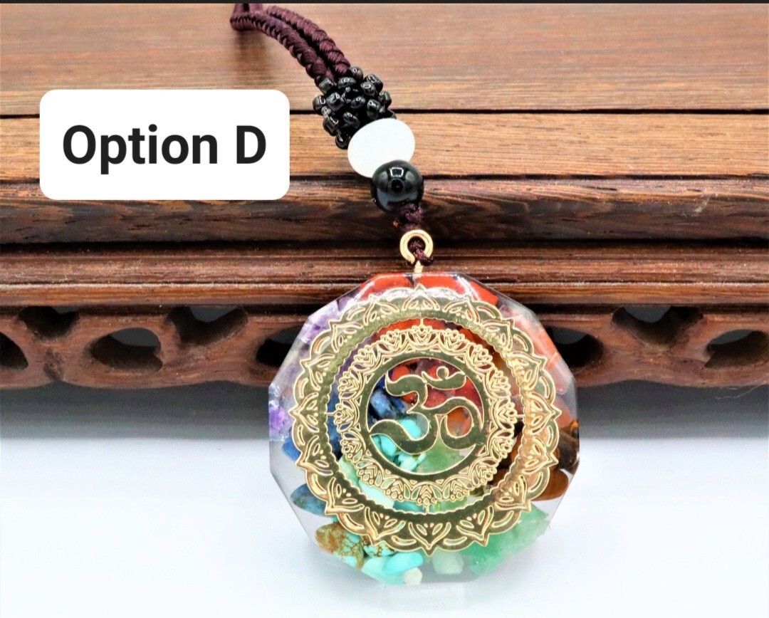 Orgonite 7 Chakra Healing Necklace EMF Protection, Meditation, Reiki