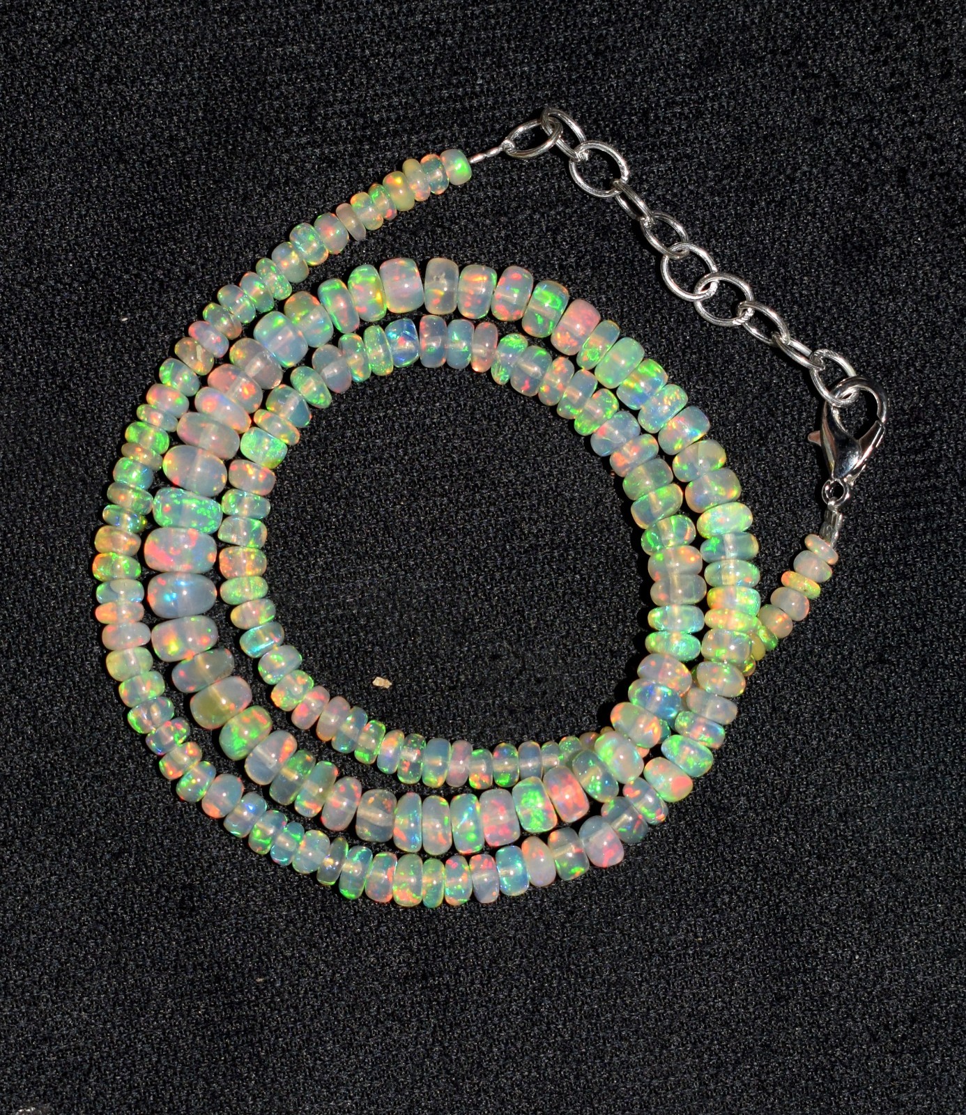 16″ Natural Ethiopian Opal BeadS Necklace Genuine Fire Opal Jewelry