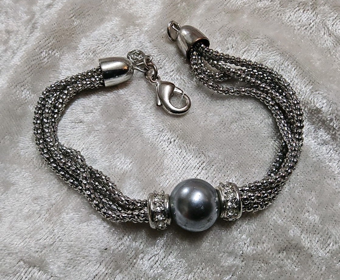 Premier Designs Grey Faux Pearl Multistrand Bracelet Necklace Combo