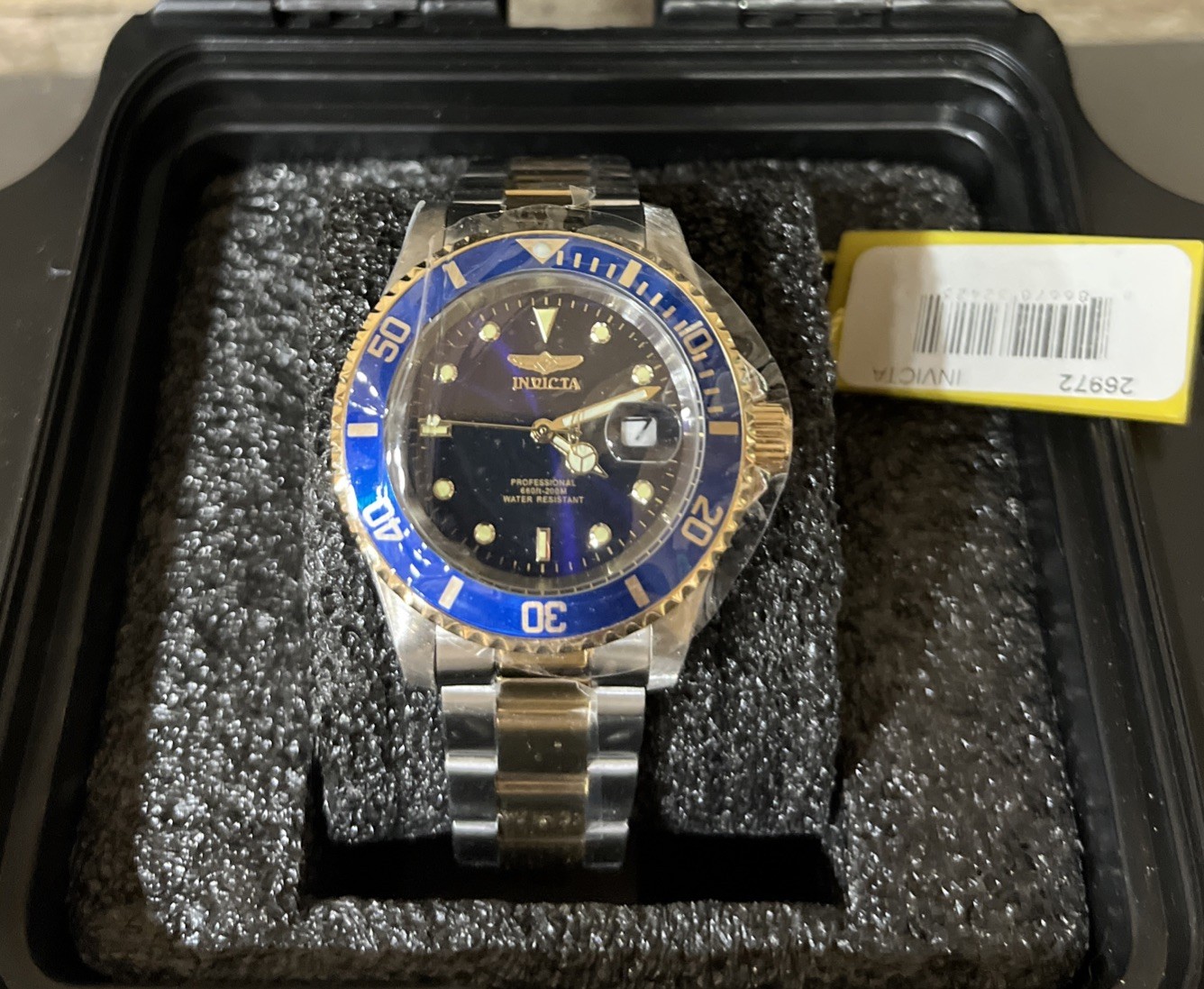 Invicta Pro Diver 26972 Blue Dial Two Tone Stainless Steel Wrist Watch for Men
