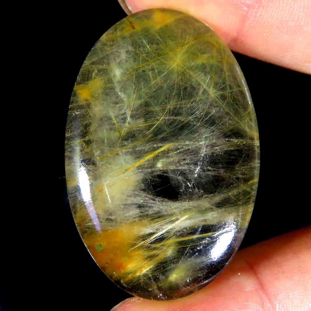 72.70Cts.100%Natural Multi Copper Rutile Crystal Quartz Oval 29x44x6mm Top Gems