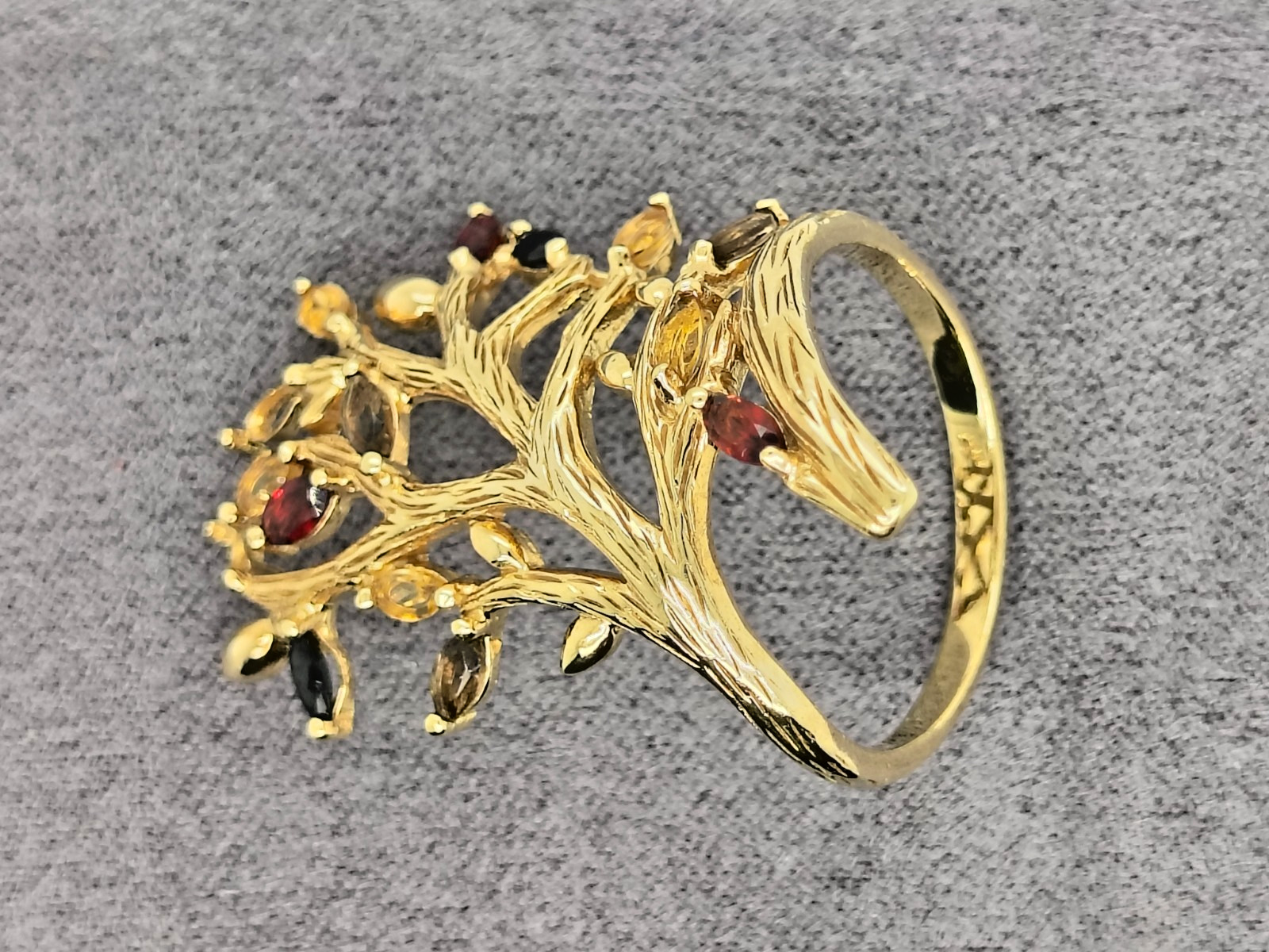 MISSING STONES- Sterling Silver Autumn Leaves Tree Ring for Women Size 9