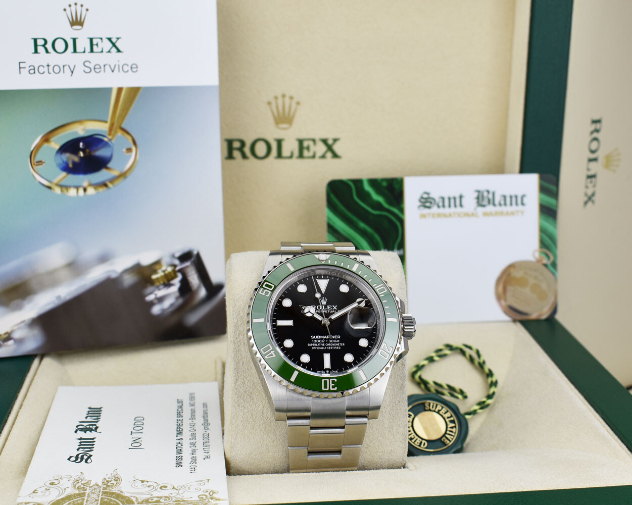 ROLEX 41mm 2023 SS SUBMARINER MK 2 Green Bezel “KERMIT” 126610LV SANT BLANC