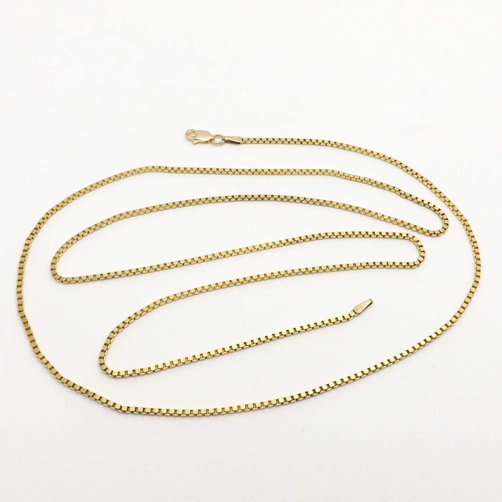 14k Gold Box Link Pendant Chain Necklace 30in 10gr New
