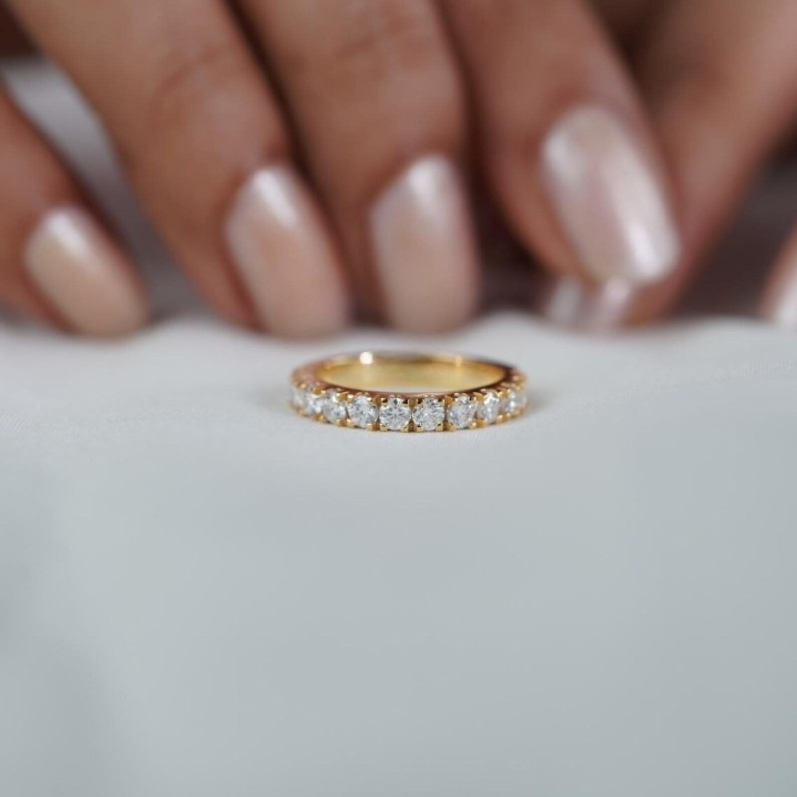 3 MM Round Shape Lab Grown Diamond Wedding Band | 14k Solid Yellow Gold