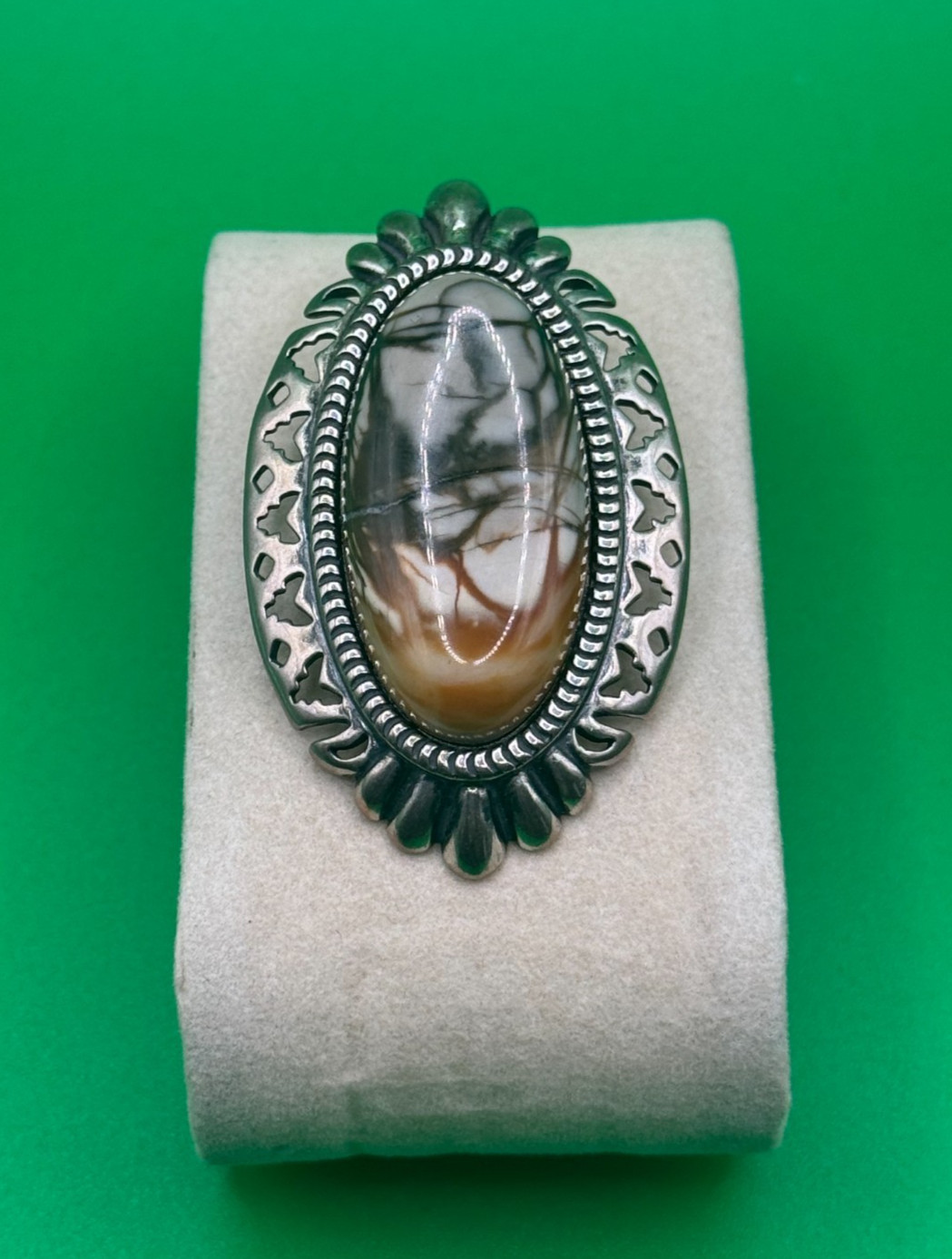 CAROLYN POLLACK Sterling Picasso Jasper Pendant Slide 21.60 gm 2 1/8 x 1.25 In