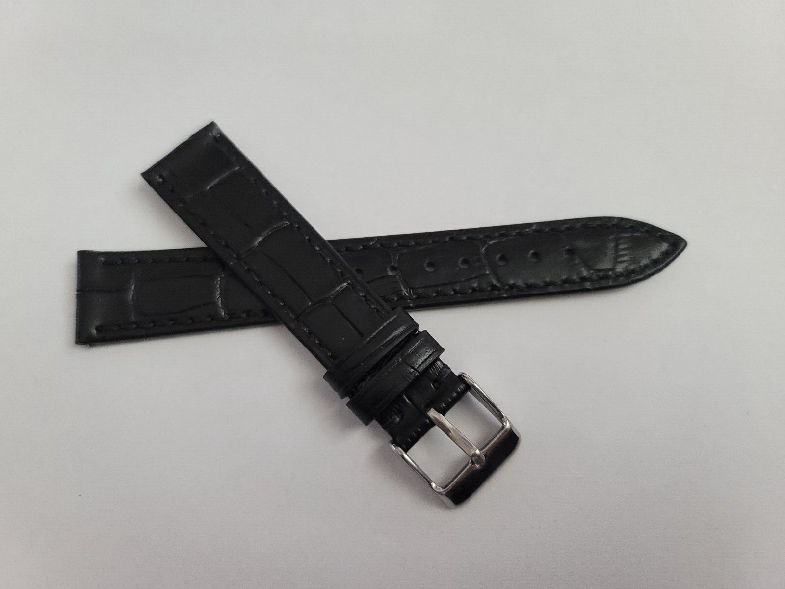 Omega 18mm Black Leather Strap with Silver Buckle For Constellation Seamaster