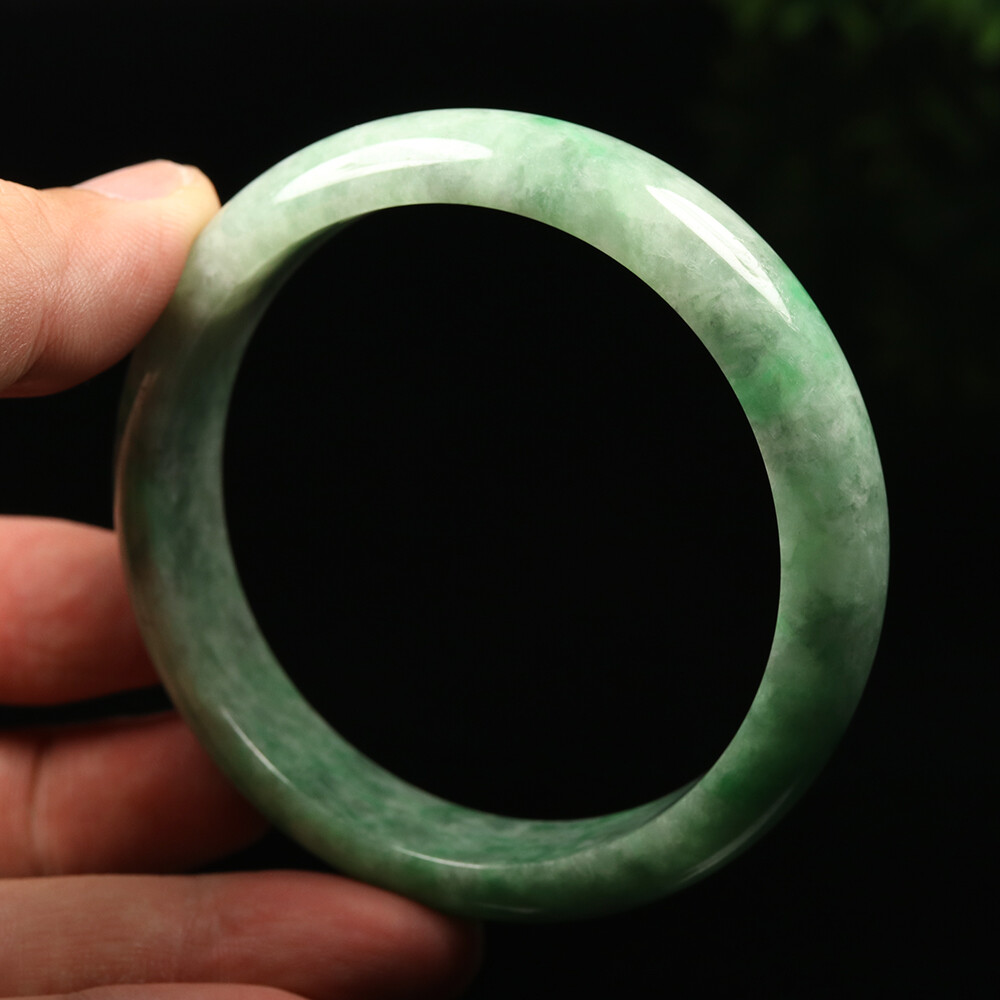61mm Certified Grade A 100% Natural Green Jadeite Jade Bangle Bracelet SEC02089