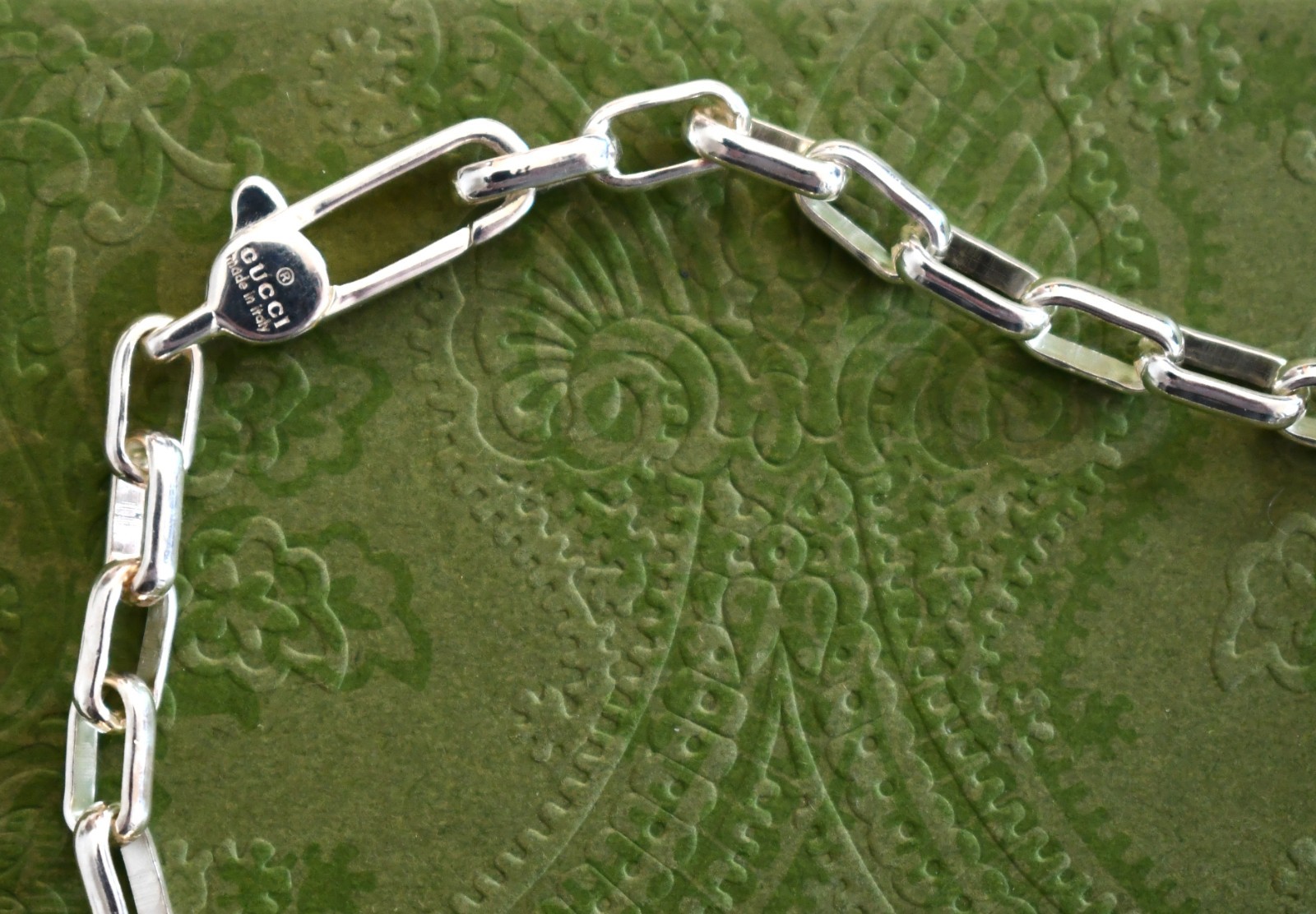 🆕New GUCCI Interlocking G Charm 925 Sterling Silver Bracelet IT-18 US-7/7.5