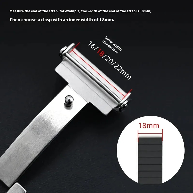 16mm 18mm 20mm 22mm Watch Clasp Folding Buckle 316L Solid Stainless Steel