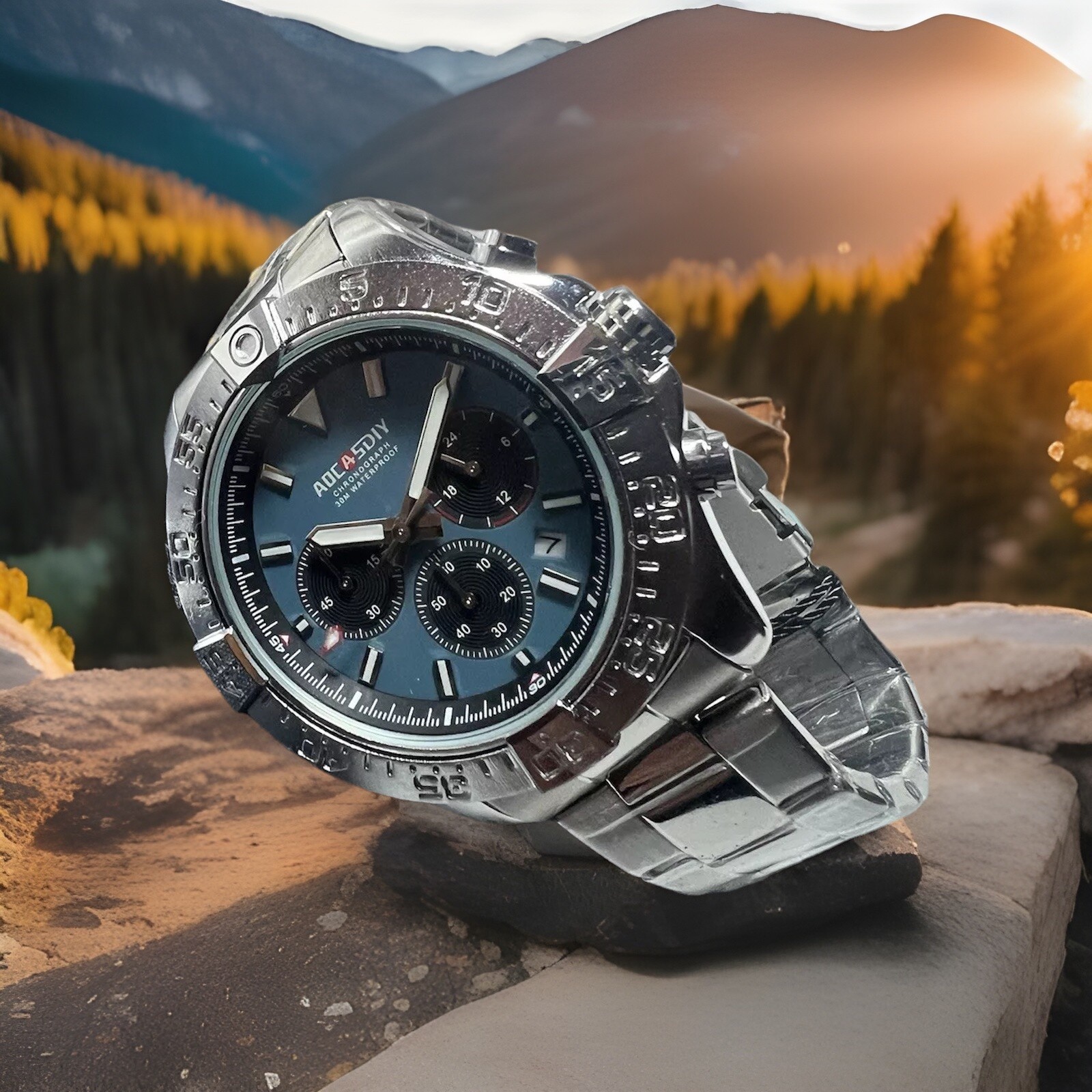 AOCASDIY Chronograph 30M,A6075,date,Super Luminous ,45mm Case, men’s Watch.
