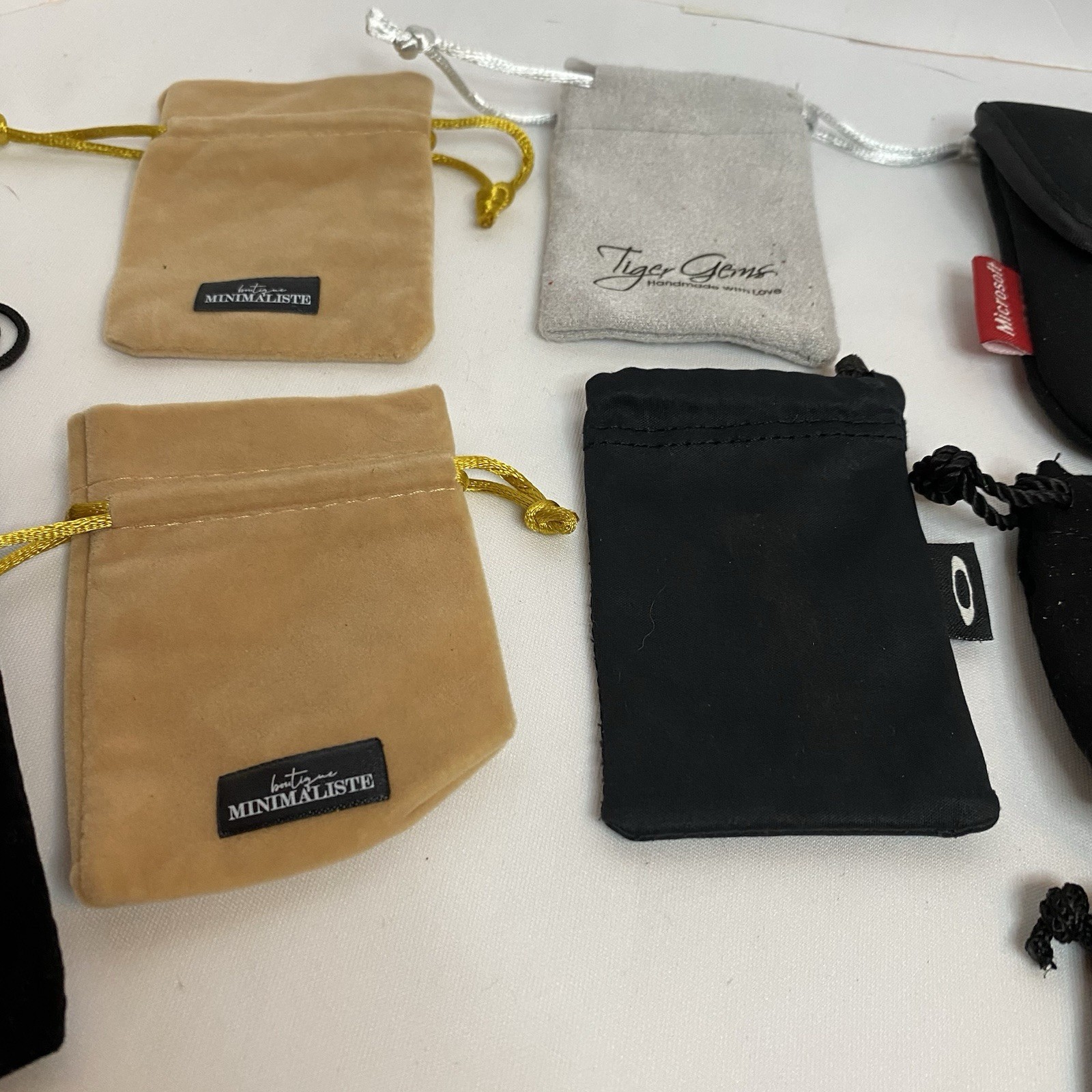 10 Mixed Brand Lot CLOTH FELT JEWELRY BAGS Organizer Pouches Multi Use Oakley RL