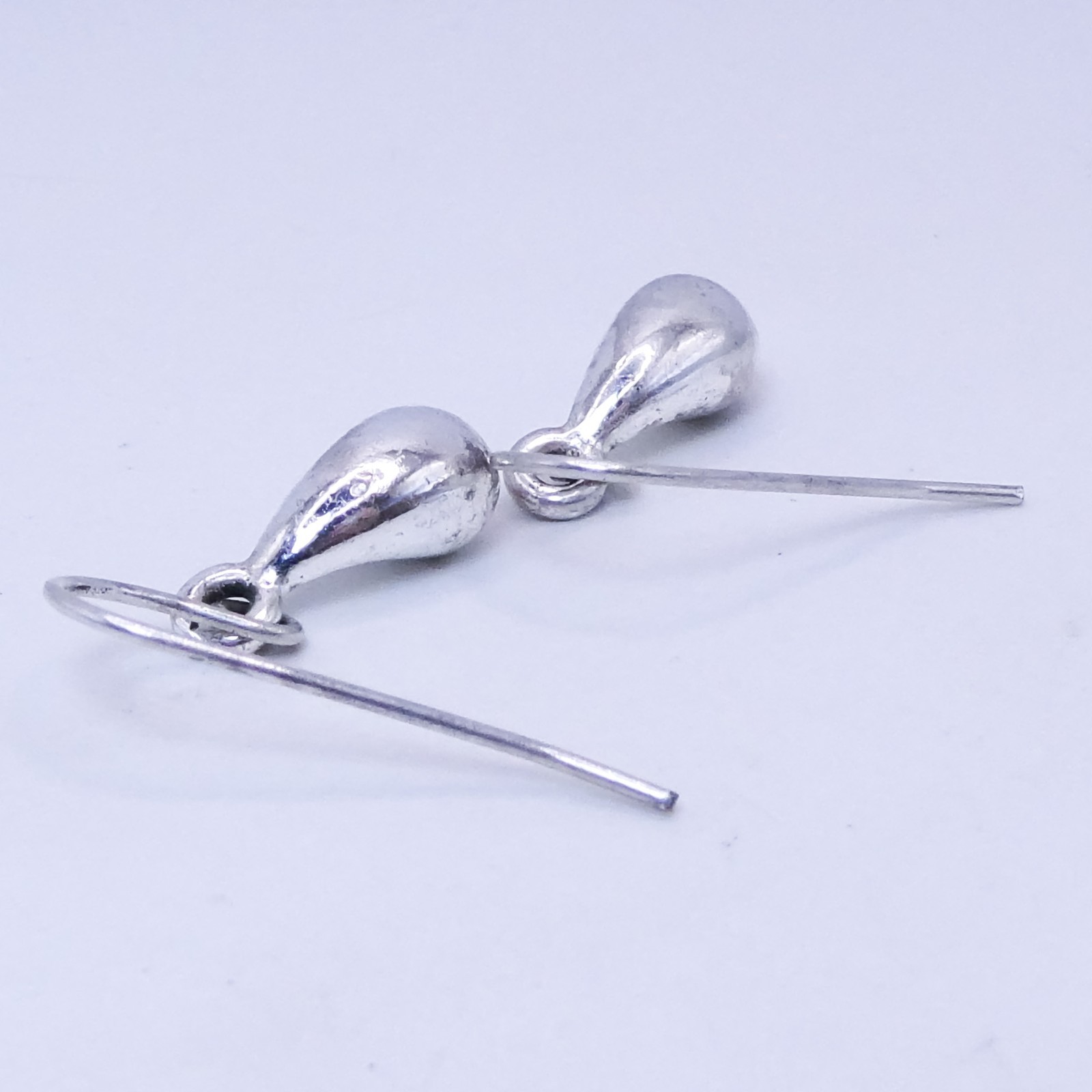 Silver Teardrop Drop Dangle Asymmetrical Vintage Sterling 925 1″ Earrings