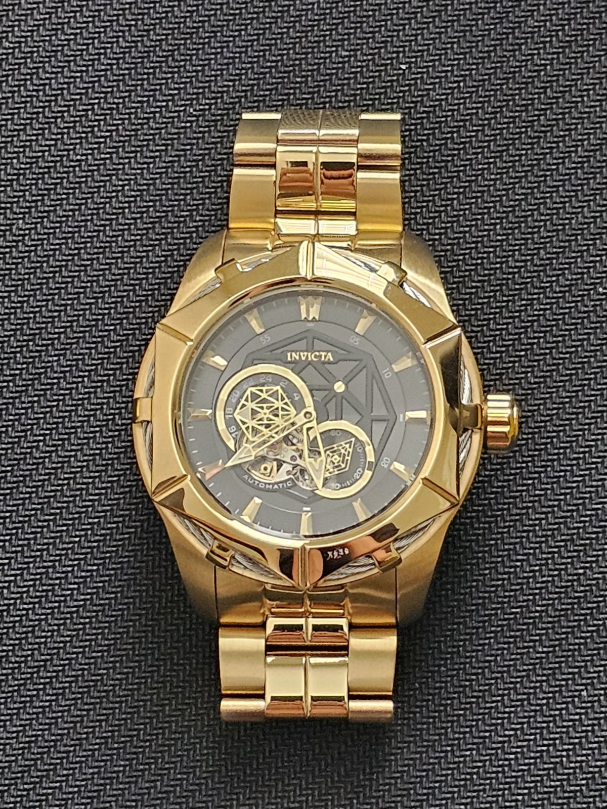 Invicta Gold/Steel Watch 51mm Case Flame Fusion Water Resistant,34708
