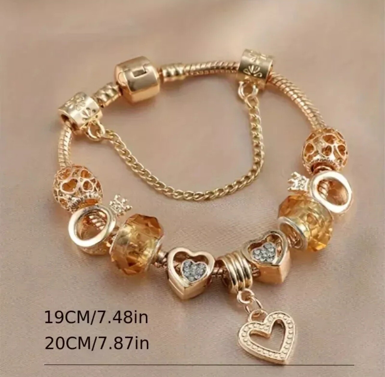 Gold-Tone Love Charm Bracelet Fade-Resistant Plating Elegant Gift for Valentines