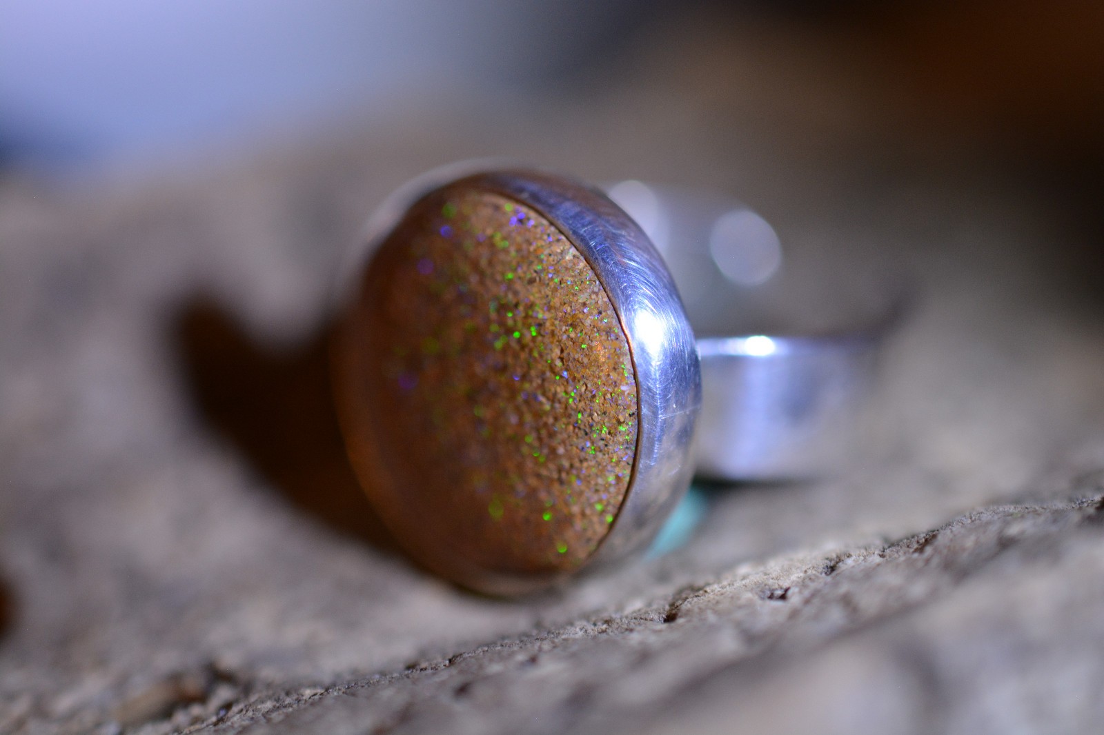 20x20x4 Koroite Sandstone Matrix Opal Ring 925 Silver Australia Gem