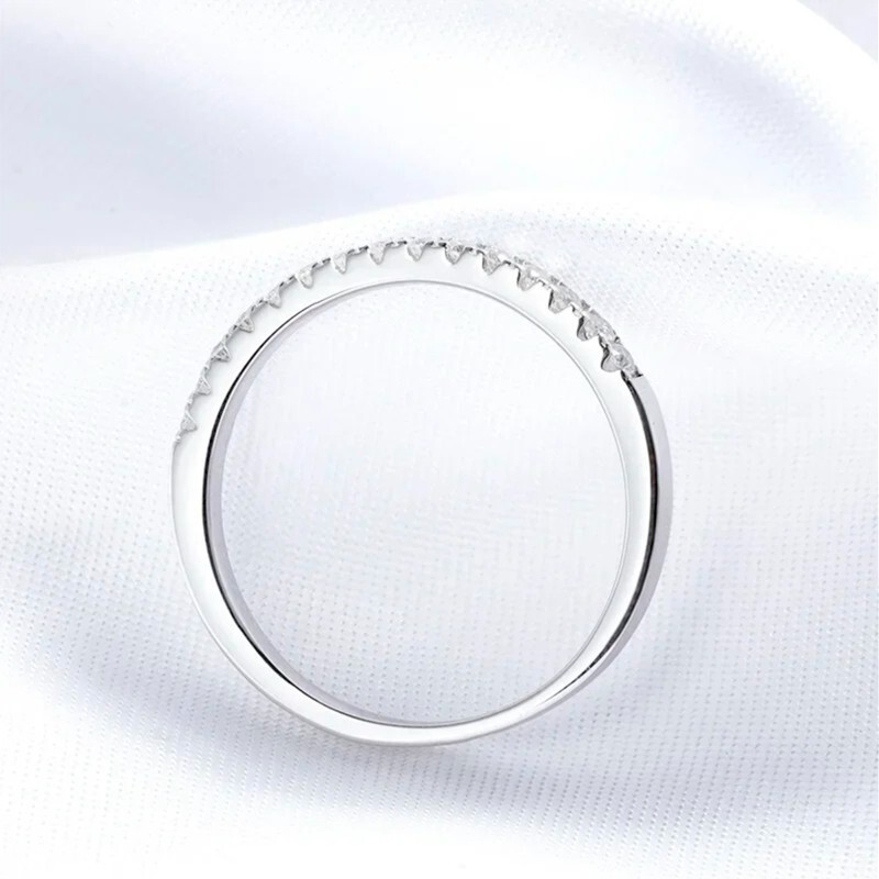 1.5mm D VVS1 Moissanite Women Half Eternity Band Ring 18K White Gold Plated GRA