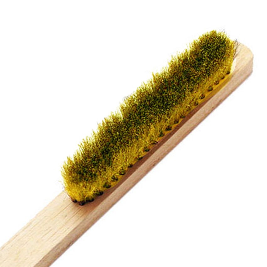 Brass Hand Brush Crimped Wire Wood Handle 8-1/2″ Cleaning Polishing Jewelry