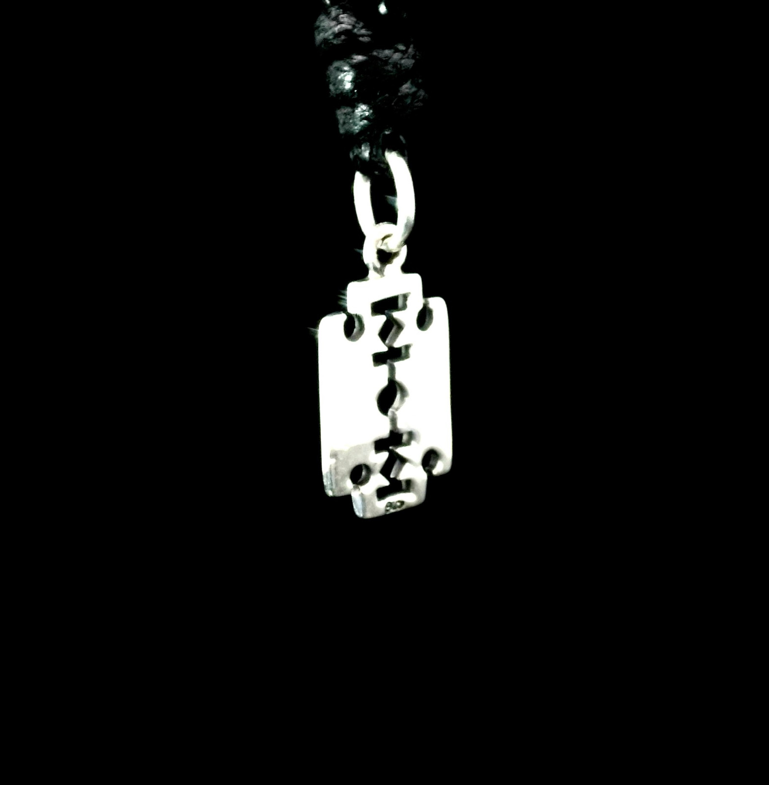 Razor Blade 92.5 Sterling Silver Charm Necklace Pendant Jewelry