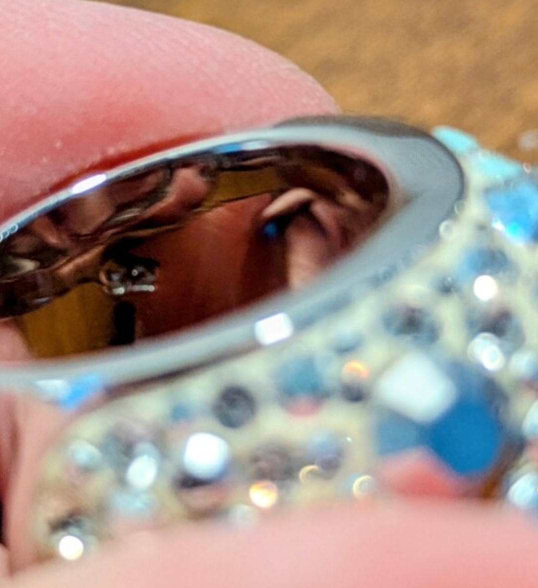 Swarovski Chic Multi Blue Crystal Dome Statement Ring Womens Sz 52 / US 6