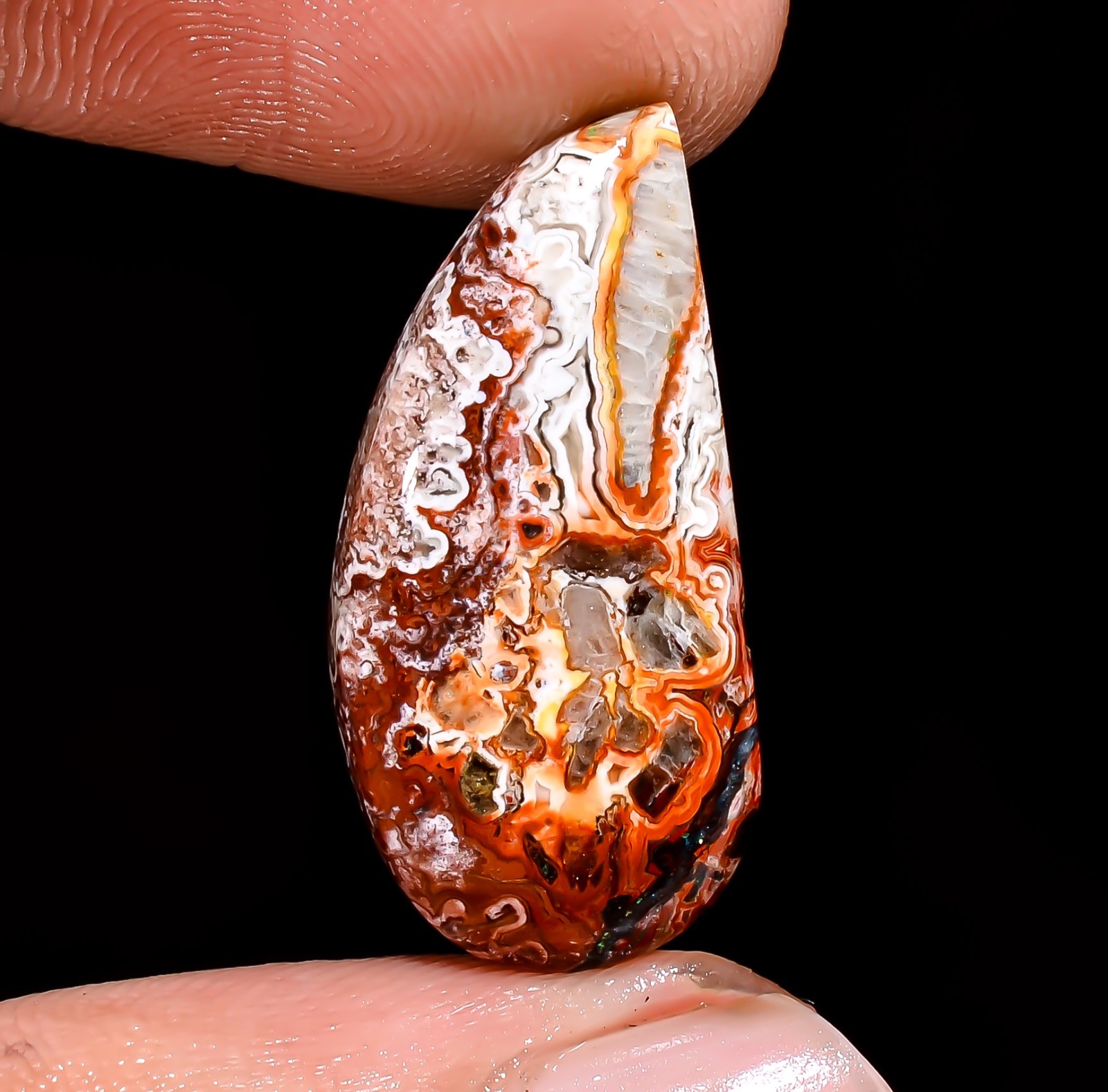 Natural Crazy Lace Agate Fancy Shape Cabochon Loose Gemstone 23X11X5 MM 9 Cts.