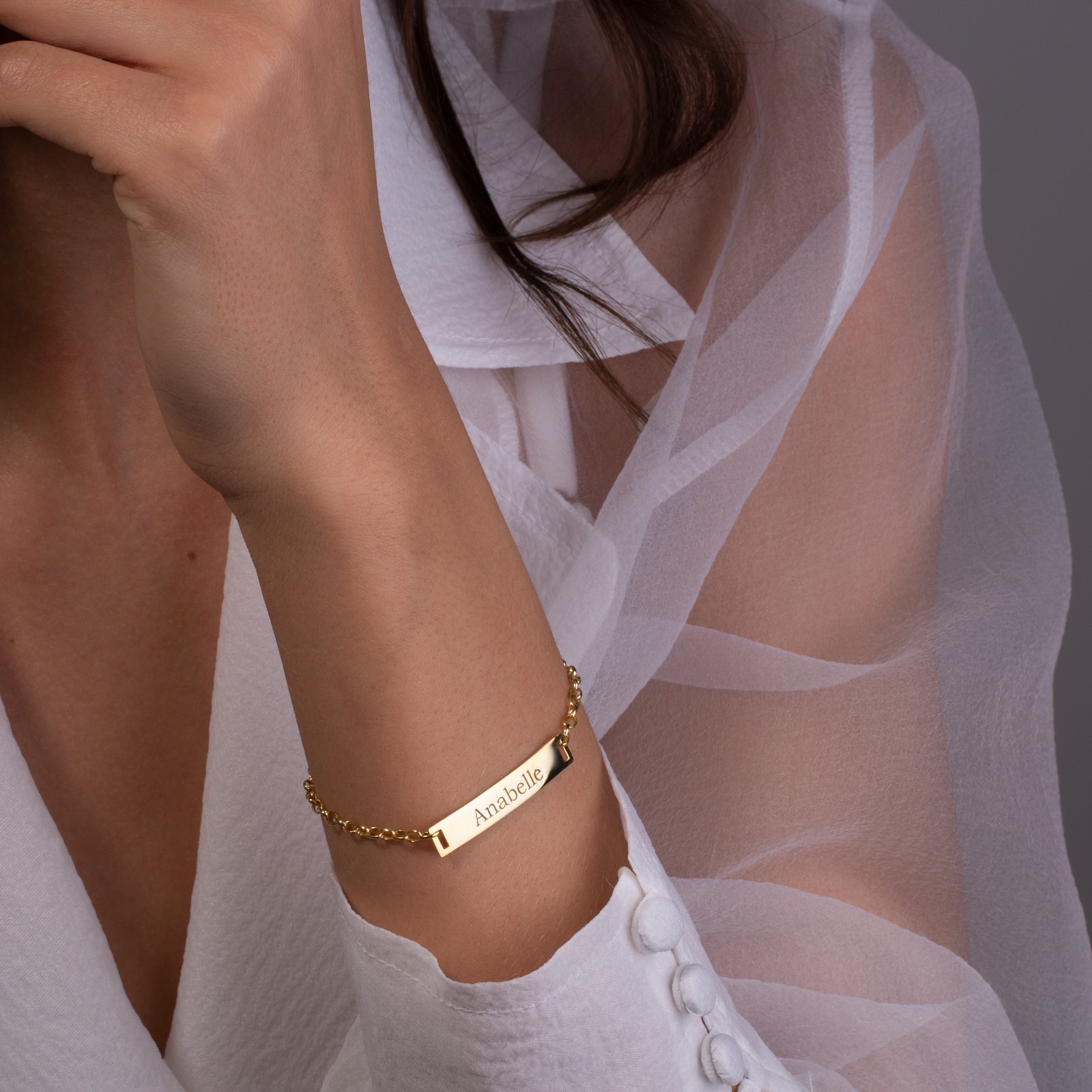 Custom Engraved Name Bar Bracelet .925 Sterling Silver Gold/Rose Gold/Silver