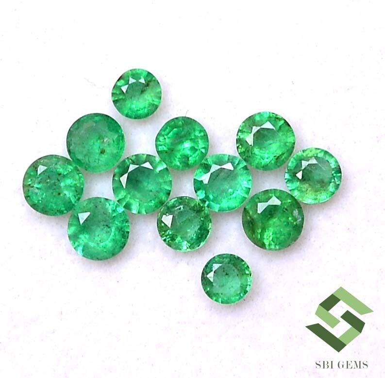 3 mm To 4 mm Natural Emerald Round Cut Lot 12 Pcs 2.12 CTS Untreated Loose Gems
