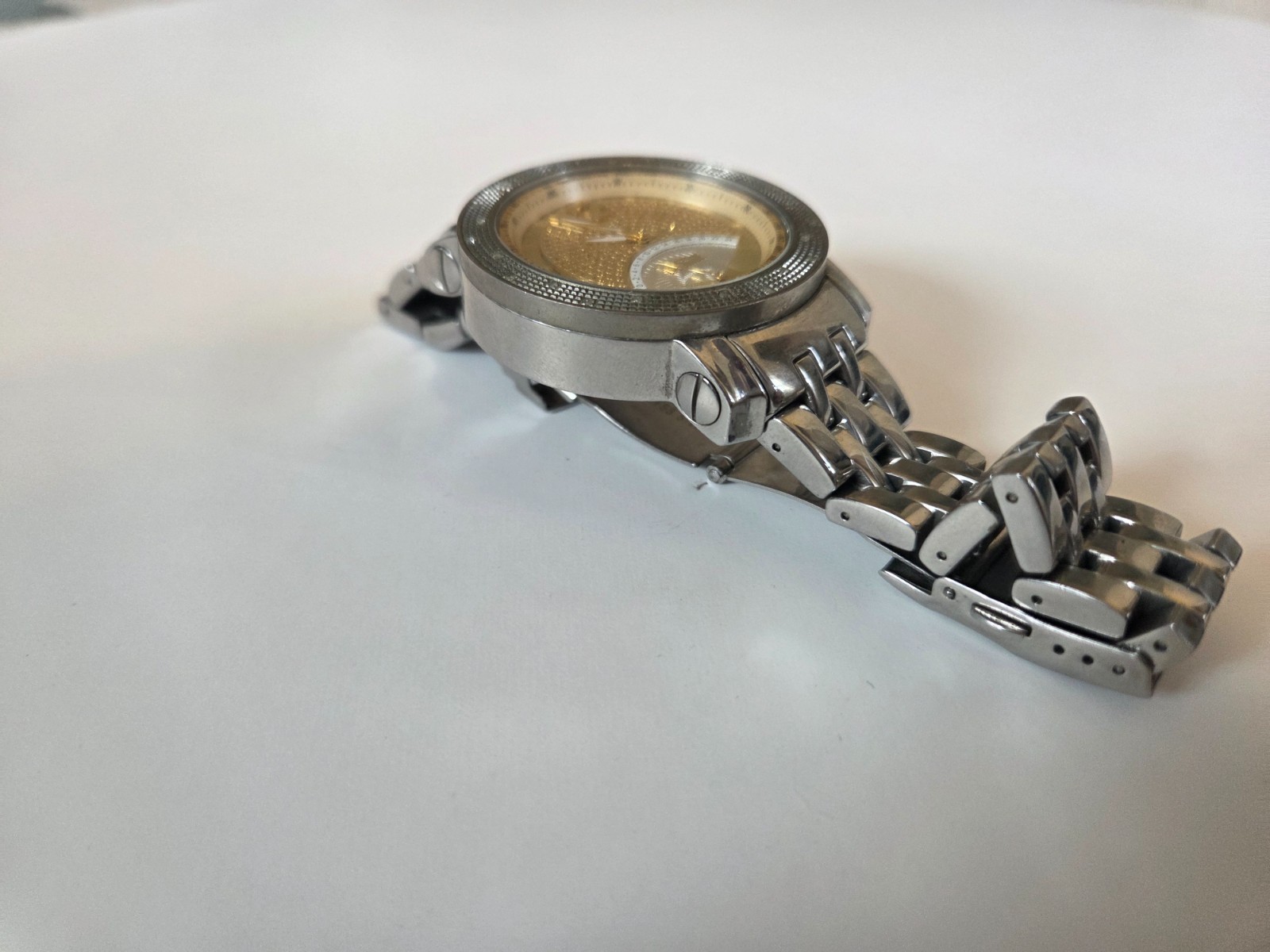 Freeze Men’s Watch With Diamond Inlays + Stainless Steel Band