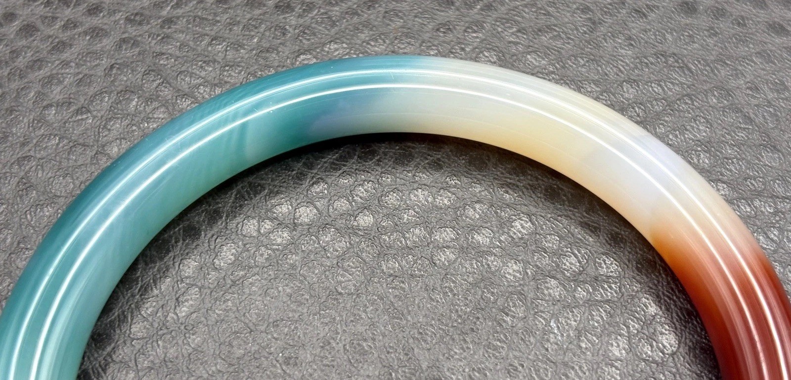 Vintage Multicolor Stone Bangle Bracelet Green Brown White Round 8.25”