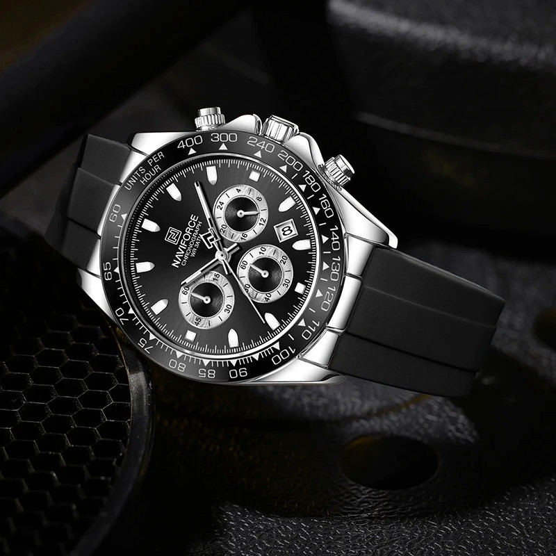 45MM NAVIFORCE Luxury Quartz Diver Watch Men Silicone Waterproof Luminous NEW