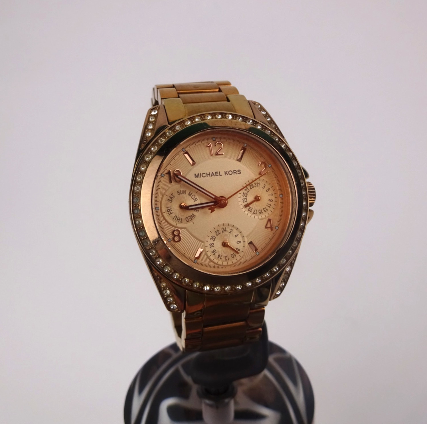 Michael Kors MK5613 Rose Gold Tone Day Date Gem Set VERY SMALL SIZE 15.5cm