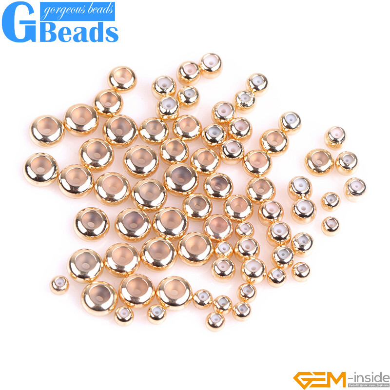 50pcs 14K Yellow Gold Filled Silica Spacer Stopper Rondelle Crimp Jewelry Making