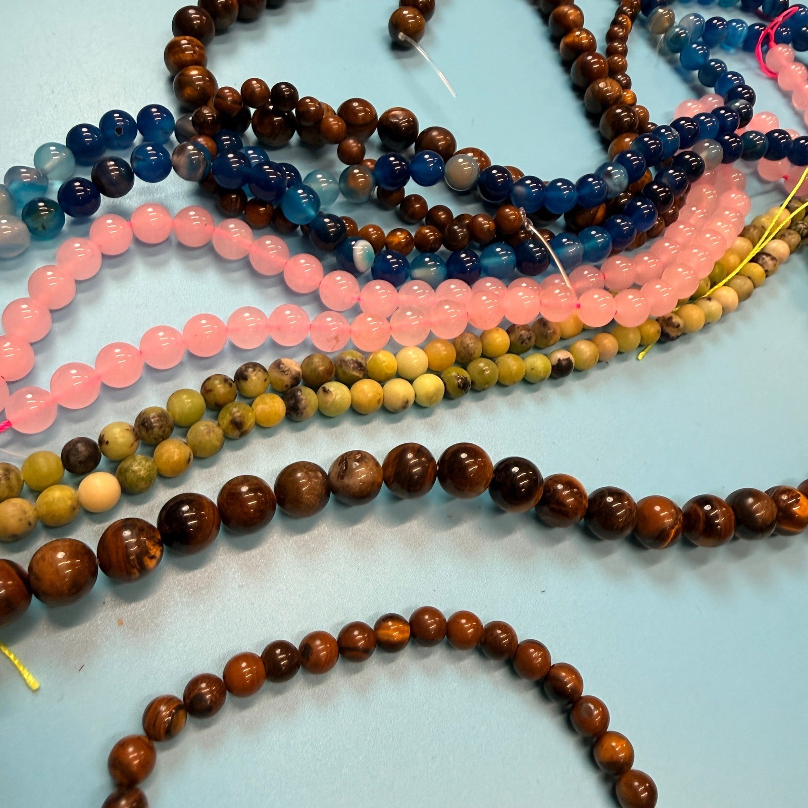 Set of 10 Natural Gemstone Round Beads Strands 15″ Sizes 6,8,10 mm №B43