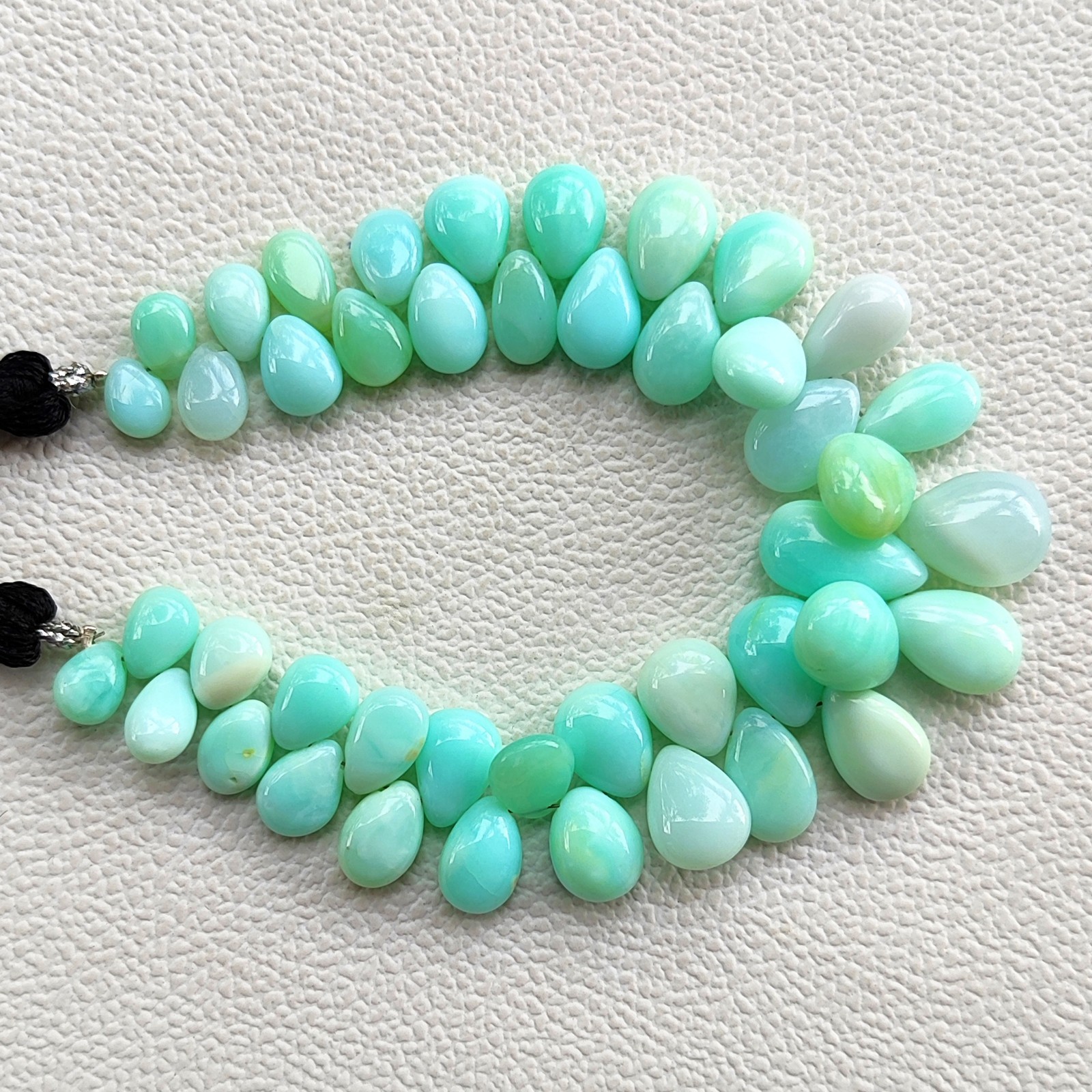 Natural Peru Blue Opal Smooth Pear Shape Beads 7×5-13x9mm Gemstone 7″ Strand