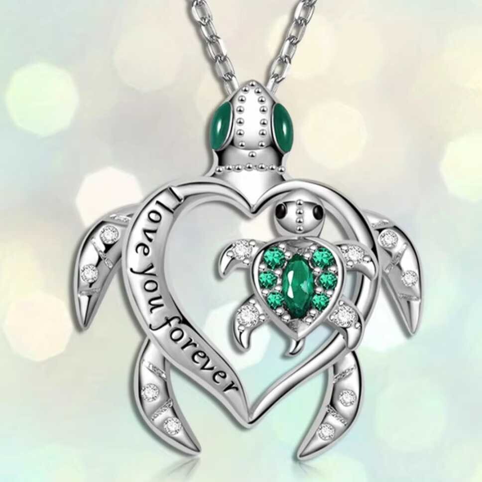 Elegant 925 Sterling Silver Charms Sea Turtle Fashion Jewelry Pendant Necklace