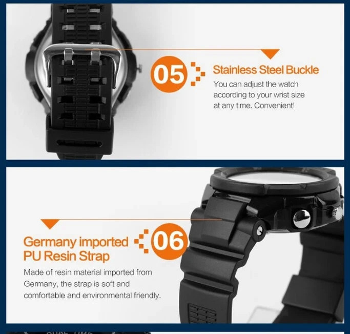 SKMEI Men’s Waterproof Sport Army Alarm Date Analog Digital Black Wrist Watch